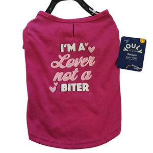 S Small New Youly Pink I am a Lover Not A Biter Dog Puppy Graphic T-Shirt Top